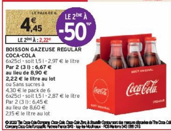 BOISSON GAZEUSE REGULAR COCA-COLA