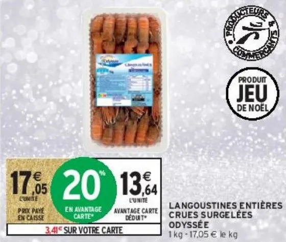 langoustines entières crues surgelées odyssée