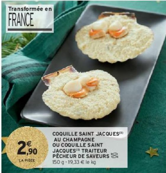 COQUILLE SAINT JACQUES(i1)  AU CHAMPAGNE OU COQUILLE SAINT JACQUES(i1) TRAITEUR PÊCHEUR DE SAVEURS