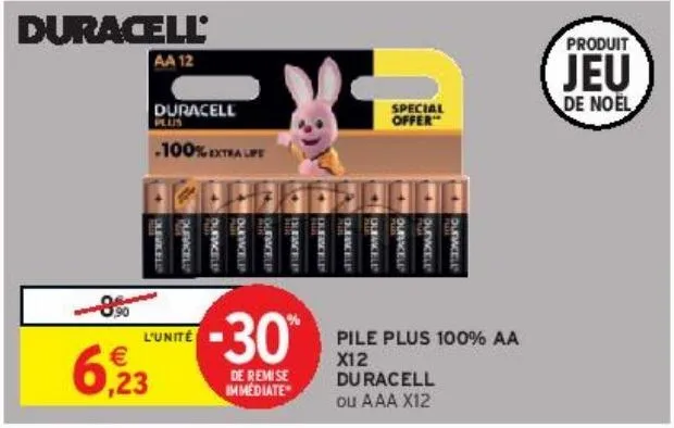 pile plus 100% aa x12 duracell