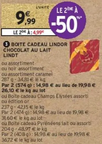 Boîte Cadeau LINDOR Chocolat au Lait 287g