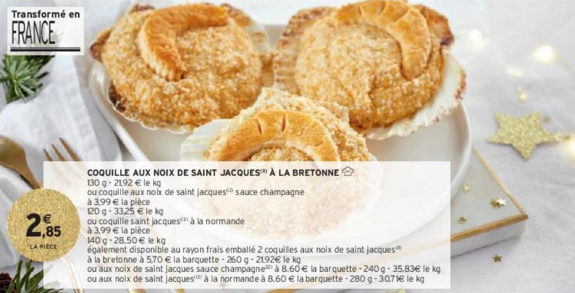 COQUILLE AUX NOIX DE SAINT JACQUES(i1) À LA BRETONNE