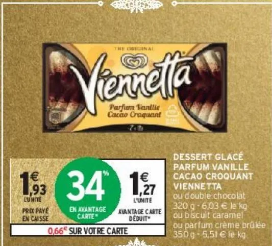 dessert glacé parfum vanille cacao croquant viennetta