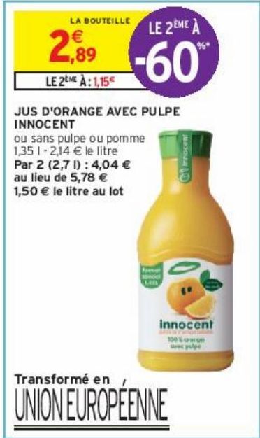 JUS D'ORANGE AVEC PULPE INNOCENT