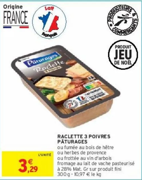 raclette 3 poivres pâturages