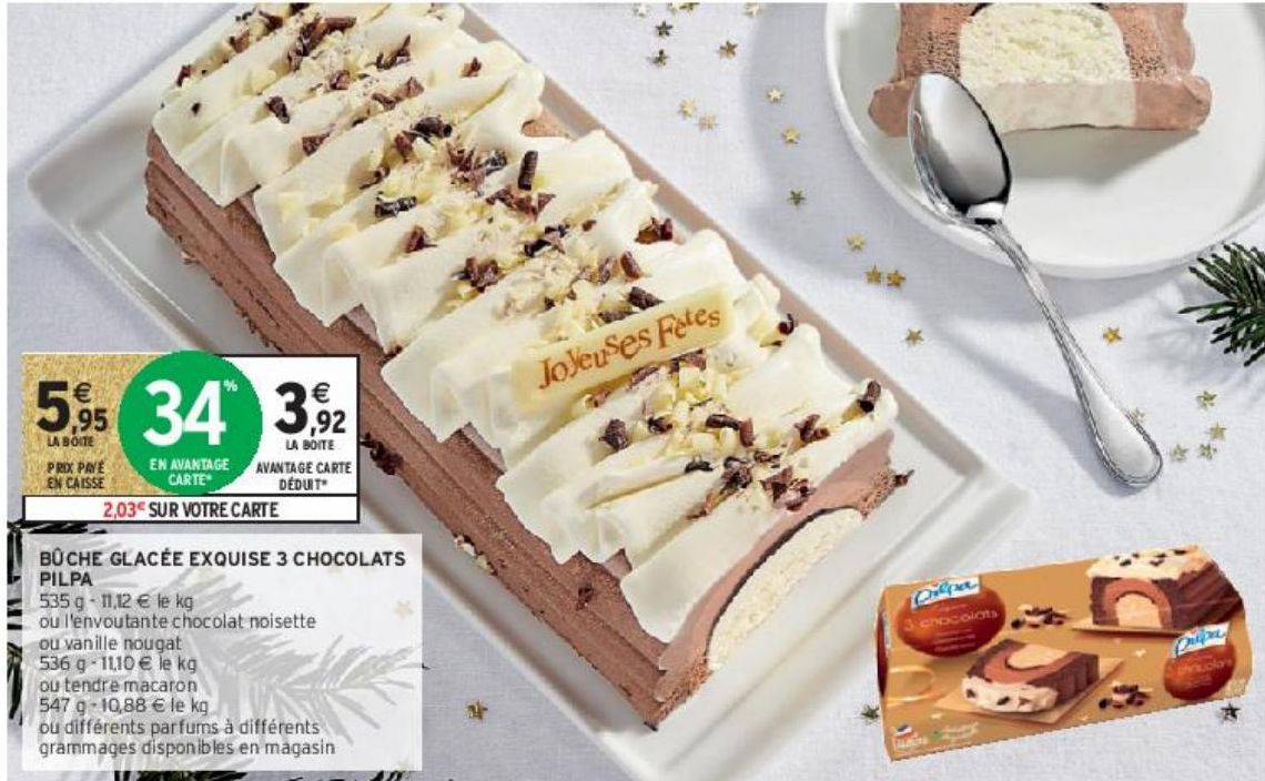 BÛCHE GLACÉE EXQUISE 3 CHOCOLATS PILPA