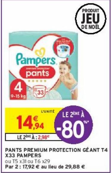 PANTS PREMIUM PROTECTION GÉANT T4 X33 PAMPERS