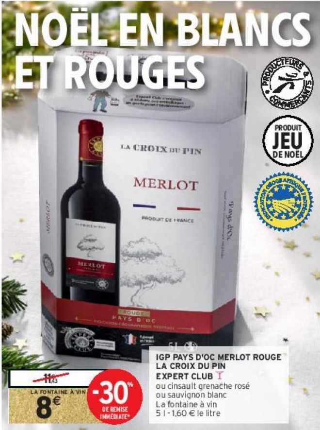 IGP PAYS D'OC MERLOT ROUGE LA CROIX DU PIN EXPERT CLUB