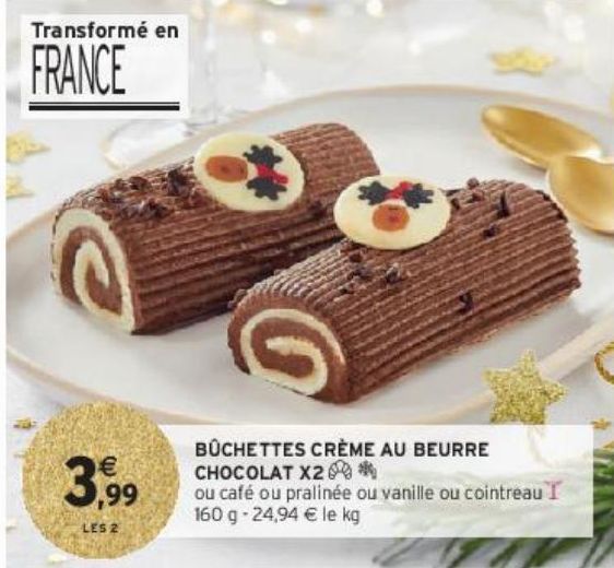 BÛCHETTES CRÈME AU BEURRE CHOCOLAT X2