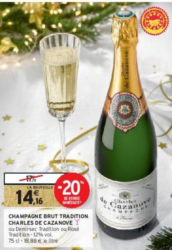 CHAMPAGNE BRUT TRADITION CHARLES DE CAZANOVE