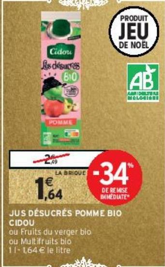 JUS DÉSUCRÉS POMME BIO CIDOU