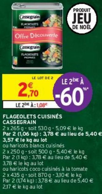 FLAGEOLETS CUISINÉS CASSEGRAIN