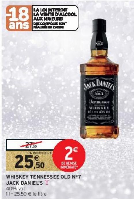 WHISKEY TENNESSEE OLD N°7 JACK DANIEL'S