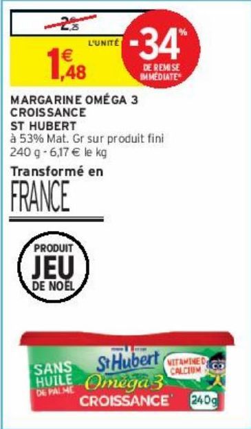 MARGARINE OMÉGA 3 CROISSANCE ST HUBERT