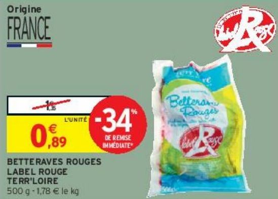 BETTERAVES ROUGES LABEL ROUGE TERR'LOIRE