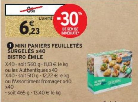 MINI PANIERS FEUILLETÉS SURGELÉS x40 BISTRO ÉMILE