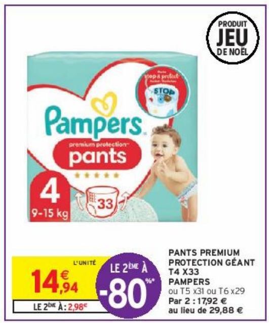 PANTS PREMIUM PROTECTION GÉANT T4 X33 PAMPERS