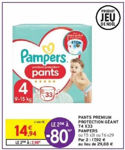 pants premium protection géant t4 x33 pampers