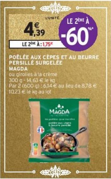 POÊLÉE AUX CÈPES ET AU BEURRE PERSILLÉ SURGELÉE MAGDA