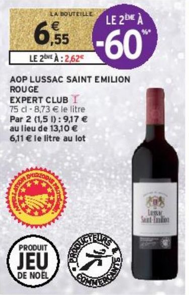 AOP LUSSAC SAINT EMILION ROUGE EXPERT CLUB