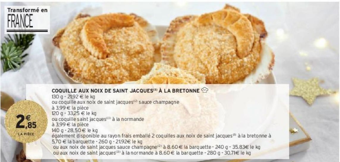 COQUILLE AUX NOIX DE SAINT JACQUES(i1) À LA BRETONNE 