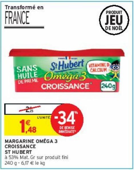 MARGARINE OMÉGA 3 CROISSANCE ST HUBERT