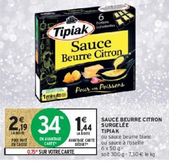 SAUCE BEURRE CITRON SURGELÉE TIPIAK