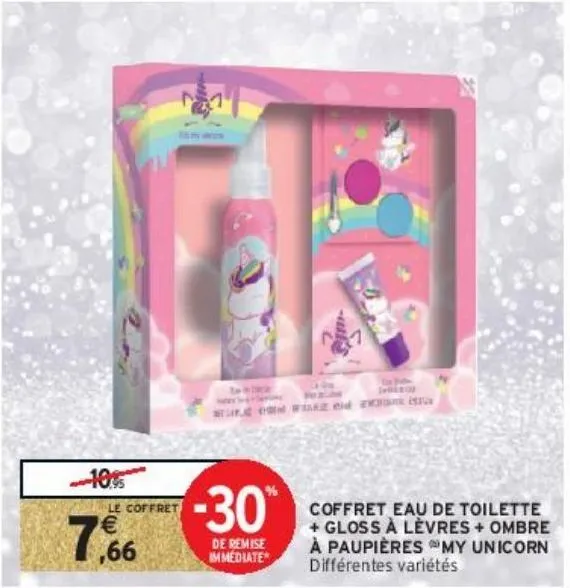 coffret eau de toilette + gloss à lèvres + ombre à paupières (b)my unicorn