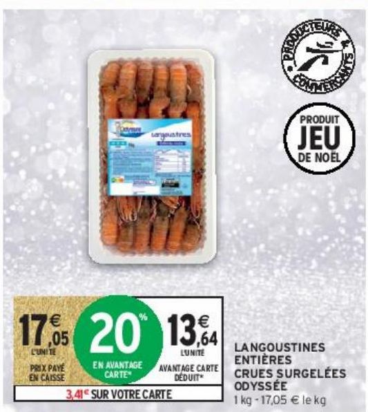 LANGOUSTINES ENTIÈRES CRUES SURGELÉES ODYSSÉE