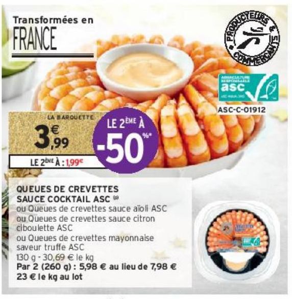 QUEUES DE CREVETTES SAUCE COCKTAIL ASC