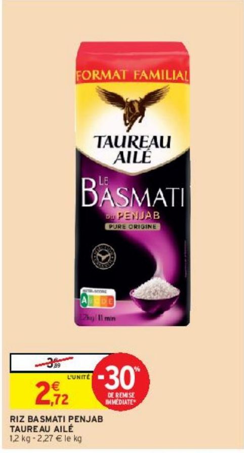 RIZ BASMATI PENJAB TAUREAU AILÉ