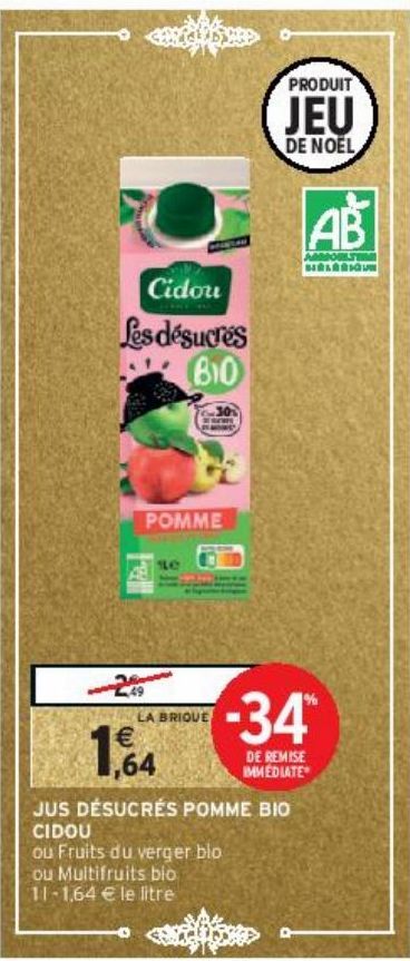 JUS DÉSUCRÉS POMME BIO CIDOU