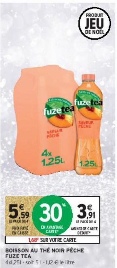 BOISSON AU THÉ NOIR PÊCHE FUZE TEA