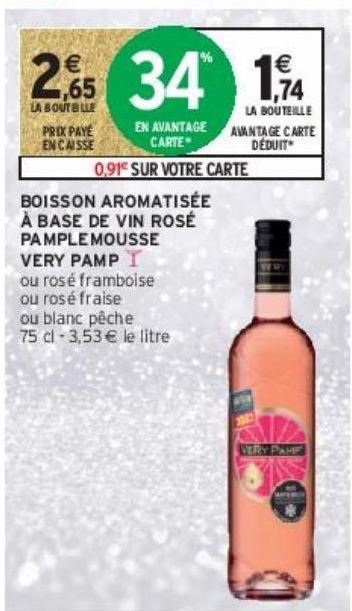 BOISSON AROMATISÉE À BASE DE VIN ROSÉ PAMPLEMOUSSE VERY PAMP