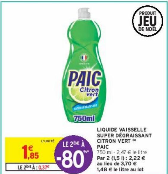 LIQUIDE VAISSELLE SUPER DÉGRAISSANT CITRON VERT (b) PAIC