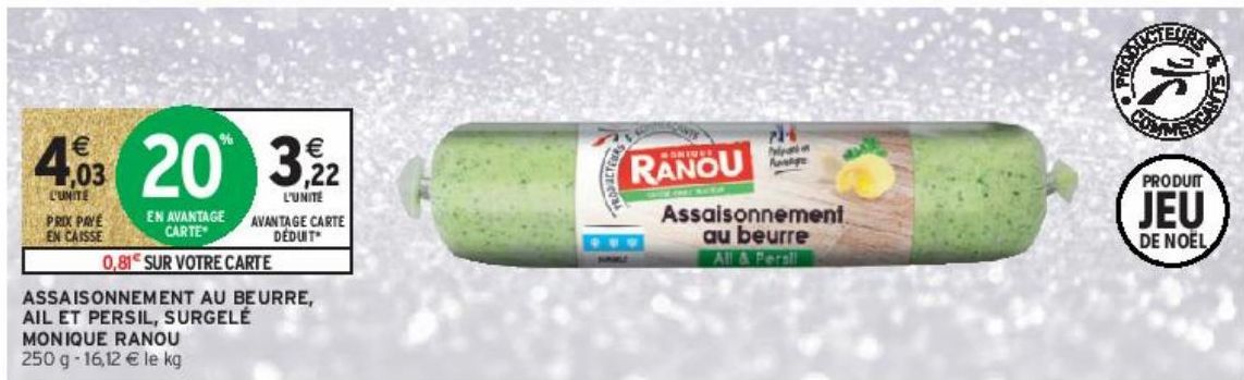 ASSAISONNEMENT AU BEURRE, AIL ET PERSIL, SURGELÉ MONIQUE RANOU