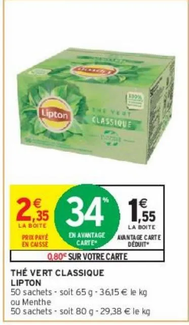 thé vert classique lipton