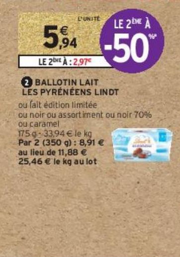 BALLOTIN LAIT LES PYRÉNÉENS LINDT