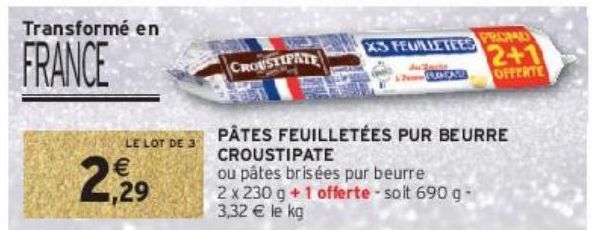 PÂTES FEUILLETÉES PUR BEURRE CROUSTIPATE