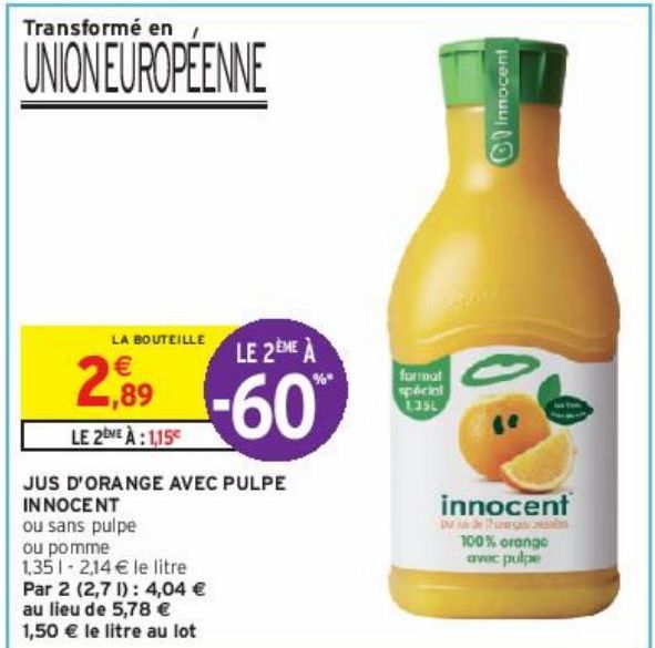 JUS D'ORANGE AVEC PULPE INNOCENT