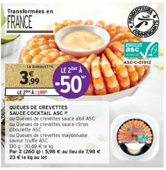 queues de crevettes sauce cocktail asc