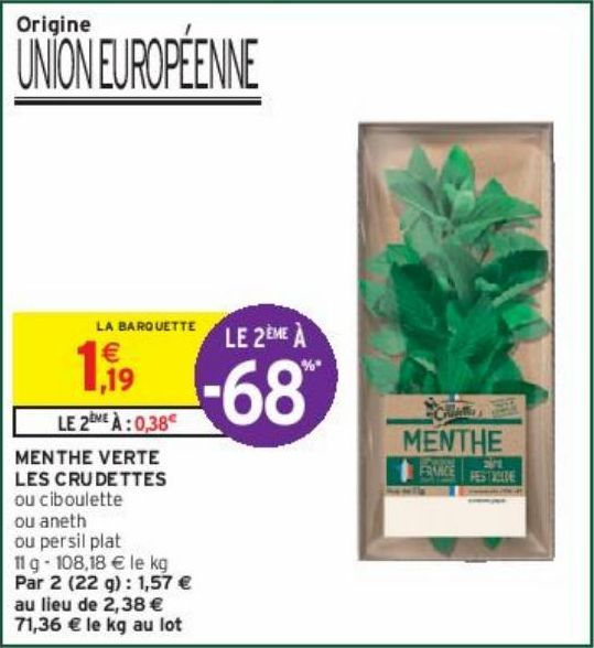 MENTHE VERTE LES CRUDETTES