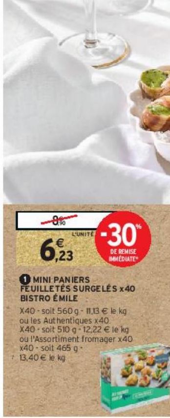 MINI PANIERS FEUILLETÉS SURGELÉS x40 BISTRO ÉMILE