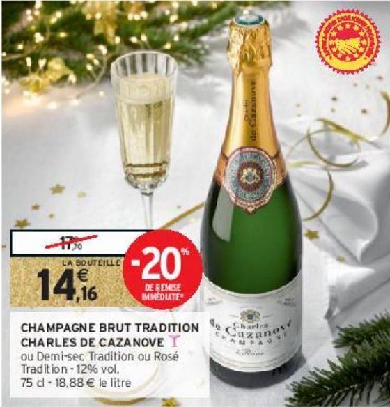 CHAMPAGNE BRUT TRADITION CHARLES DE CAZANOVE