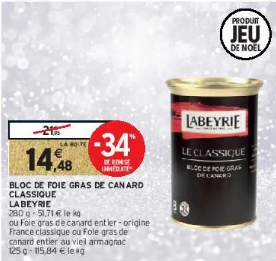 bloc de foie gras de canard classique labeyrie