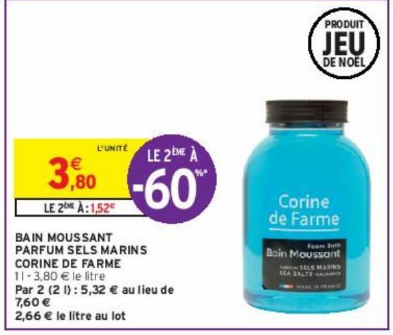 BAIN MOUSSANT PARFUM SELS MARINS CORINE DE FARME