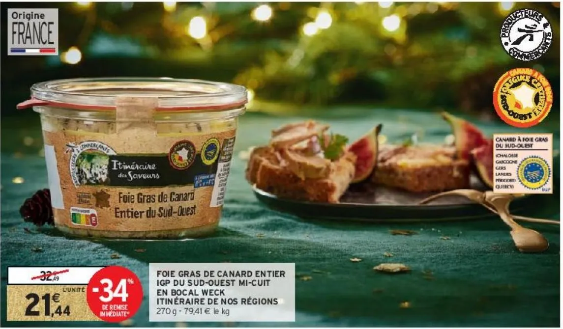 foie gras de canard entier igp du sud-ouest mi-cuit en bocal weck itinéraire de nos régions
