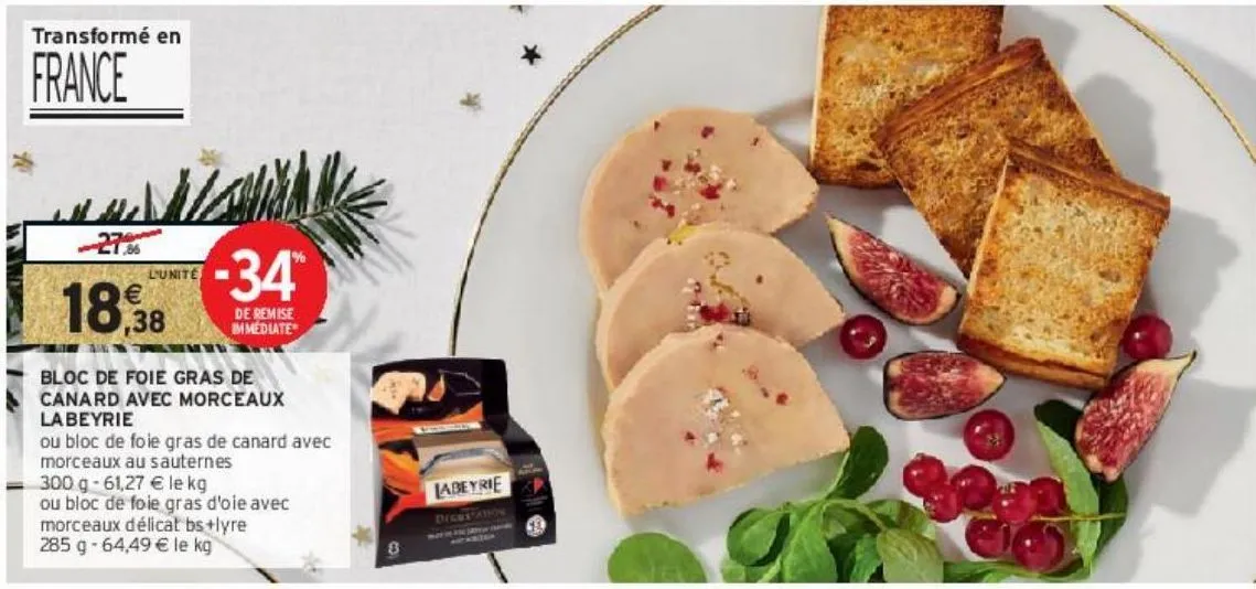 bloc de foie gras de canard avec morceaux labeyrie
