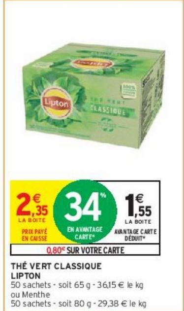 THÉ VERT CLASSIQUE LIPTON