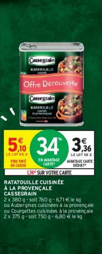 RATATOUILLE CUISINÉE À LA PROVENÇALE CASSEGRAIN